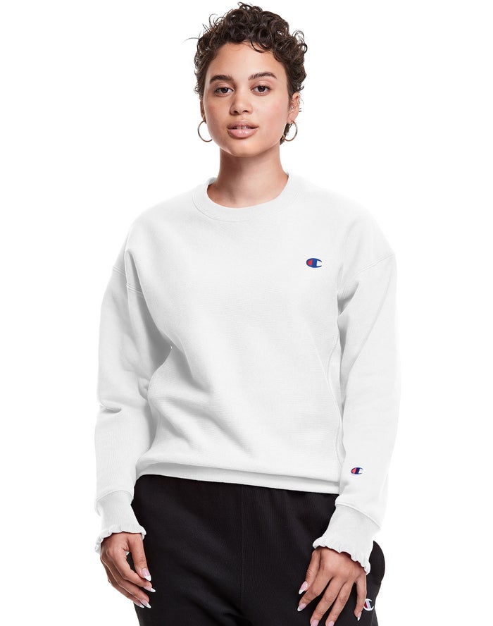 Champion Reverse Weave Crew C Logo Sweatshirt Dames - Wit - Belgie 6793PEBVG